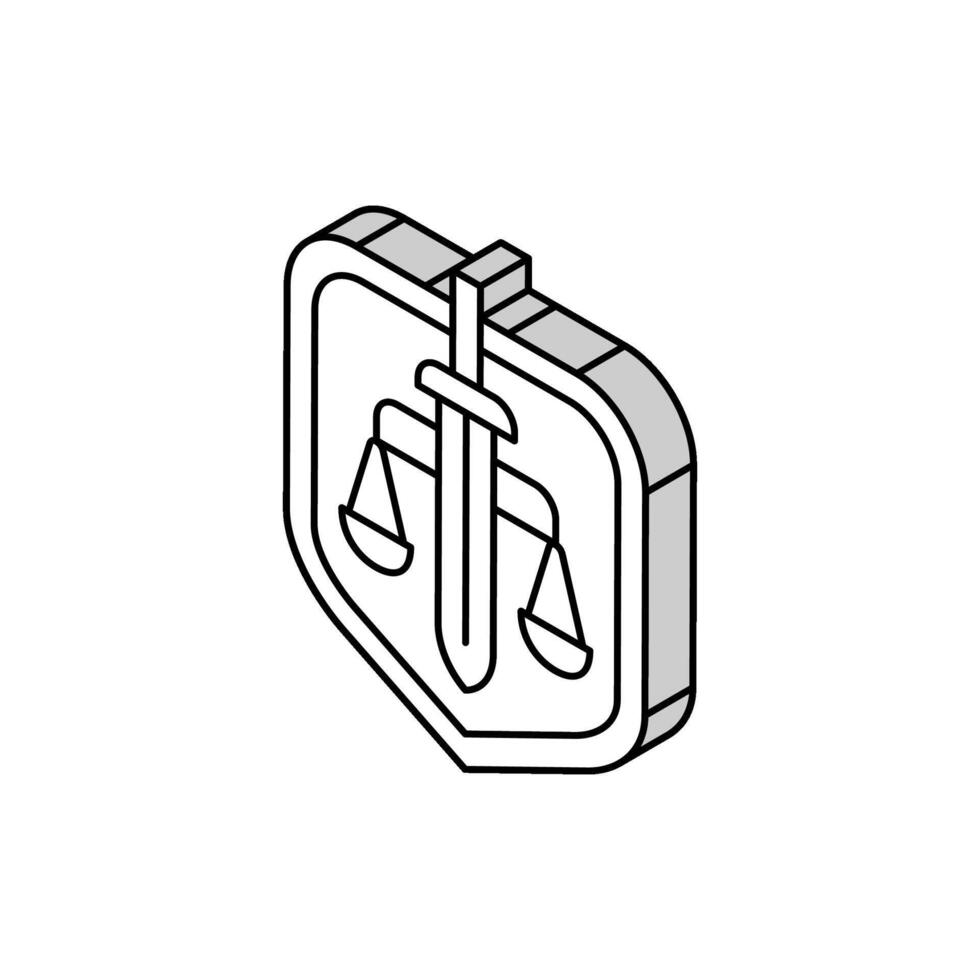 justicia ley isométrica icono vector ilustración