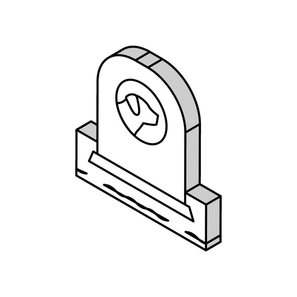 dog dead pet monument isometric icon vector illustration