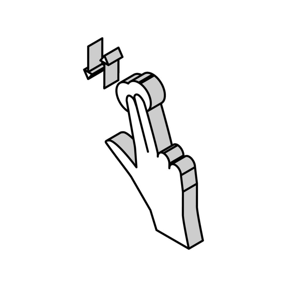 two fingers swiping on smartphone screen isometric icon vector illustration