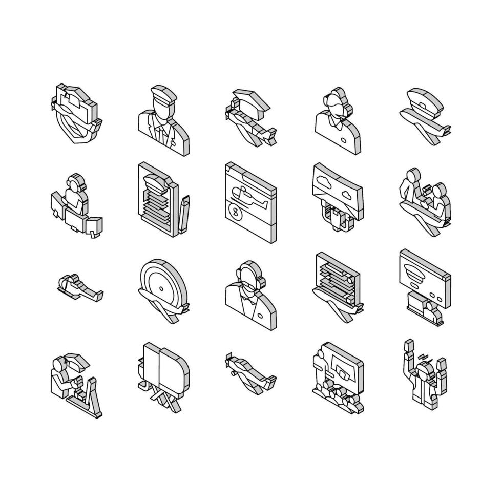 Flight School Educate Collection isometric icons set vector