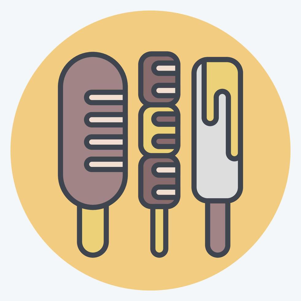 Icon Sausage. related to Fast Food symbol. color mate style. simple design editable. simple illustration vector