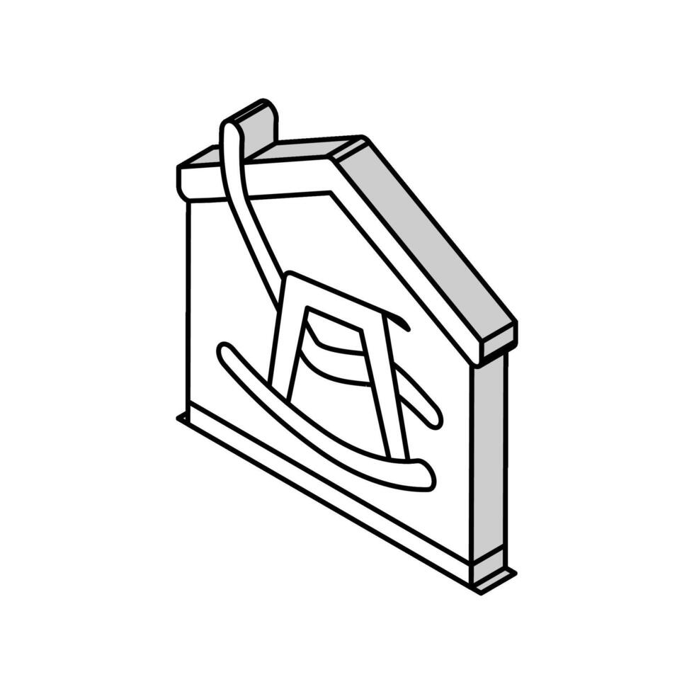 rocking chair in house isometric icon vector illustration