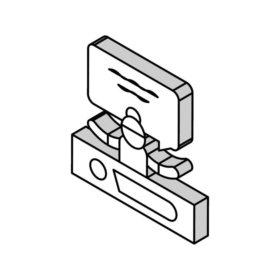 librarian help for finding materials in children library isometric icon vector illustration