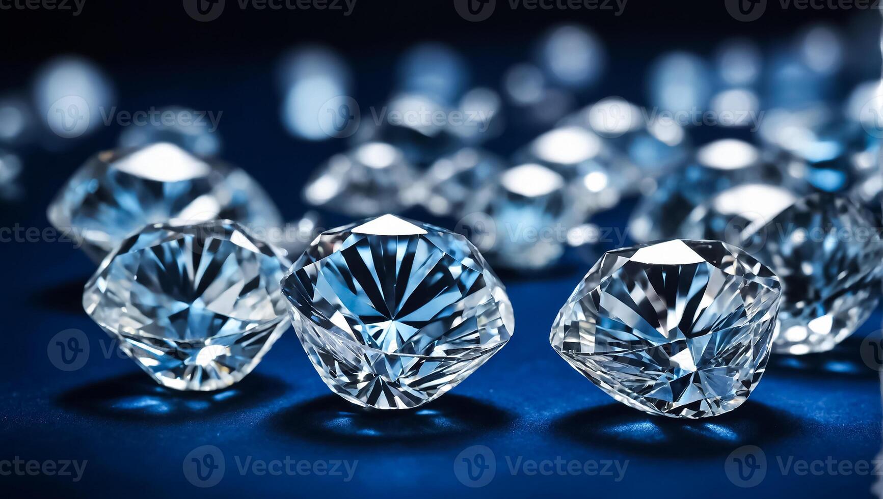 AI generated Beautiful diamonds close up on a dark background photo