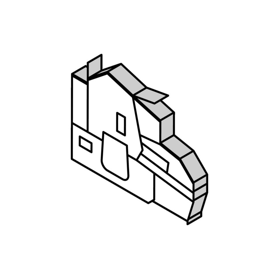 pollo carne fabricación fábrica máquina isométrica icono vector ilustración