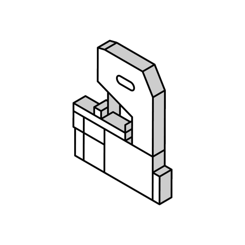 aserradero fábrica máquina isométrica icono vector ilustración