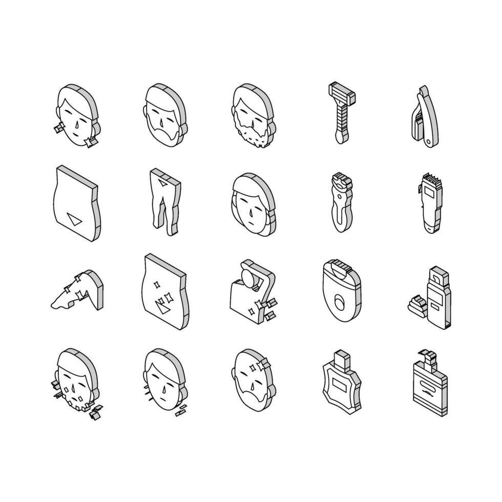 Shave Treat Accessory Collection isometric icons set vector