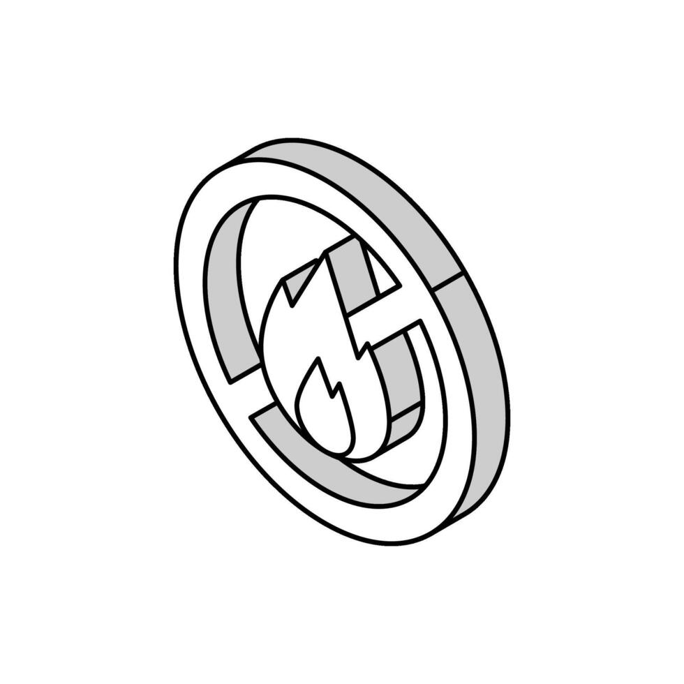 lightning prohibition sign isometric icon vector illustration