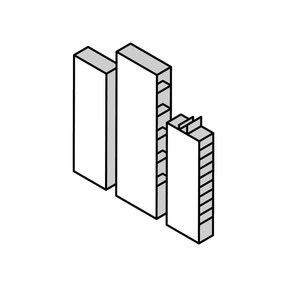 skyscraper buildings isometric icon vector illustration