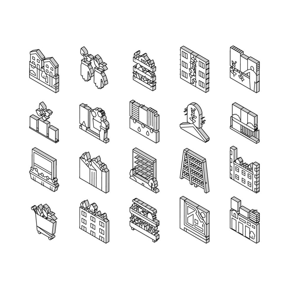 Urban Gardening Eco Collection isometric icons set vector