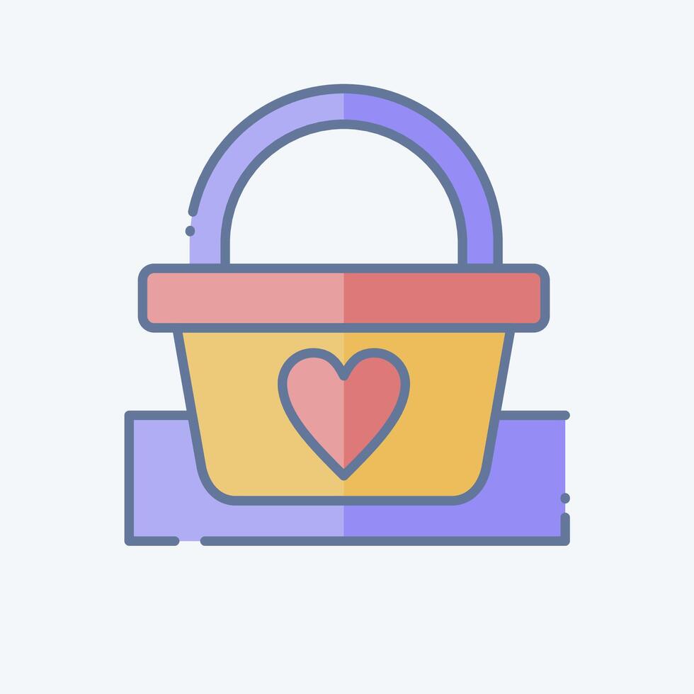 Icon Picnic Basket. related to Picnic symbol. doodle style. simple design editable. simple illustration vector