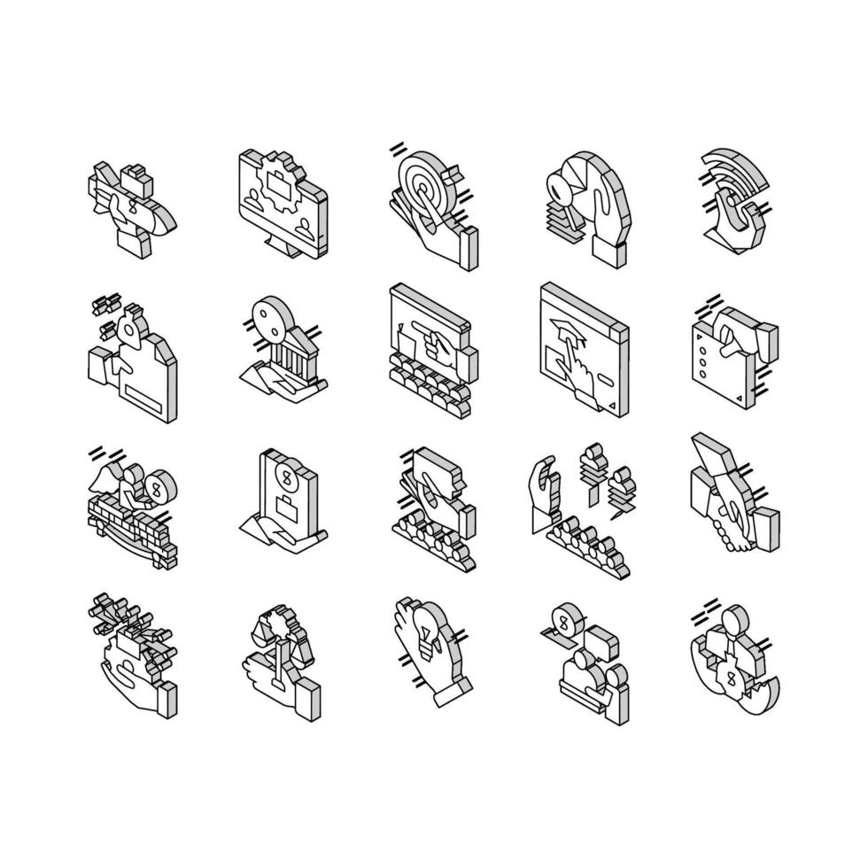 Business Incubator Collection isometric icons set vector