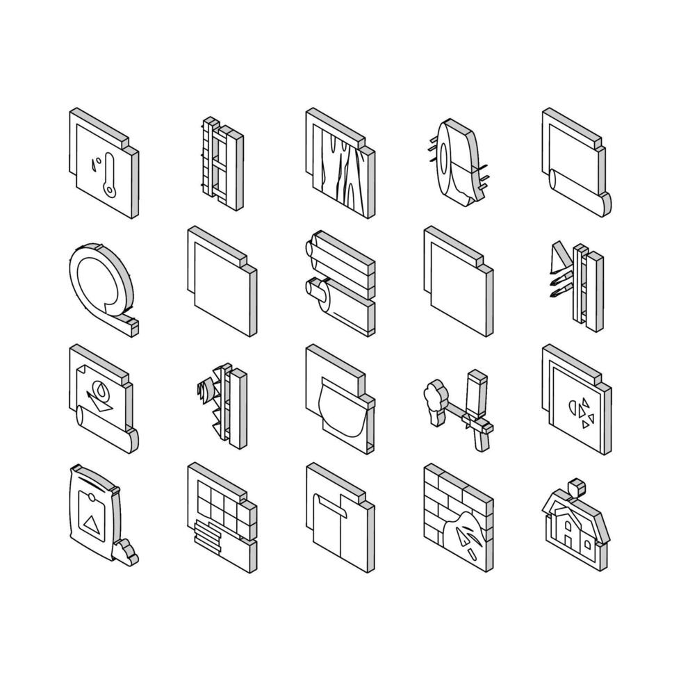 Insulation Building Collection isometric icons set vector