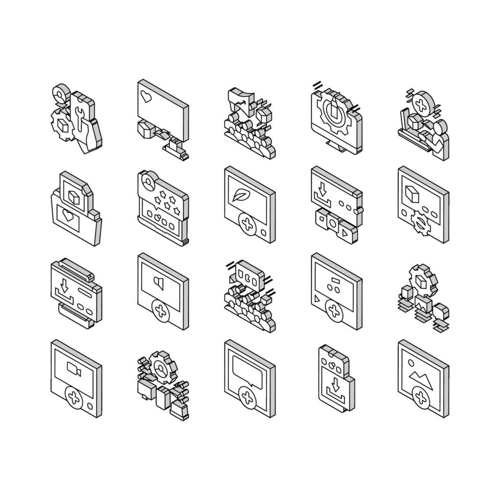 User Generated Content Collection isometric icons set vector