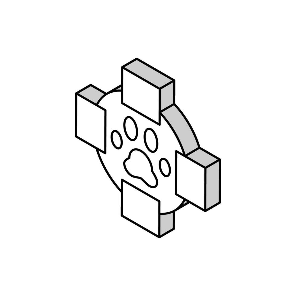 medical cross pet paw isometric icon vector illustration