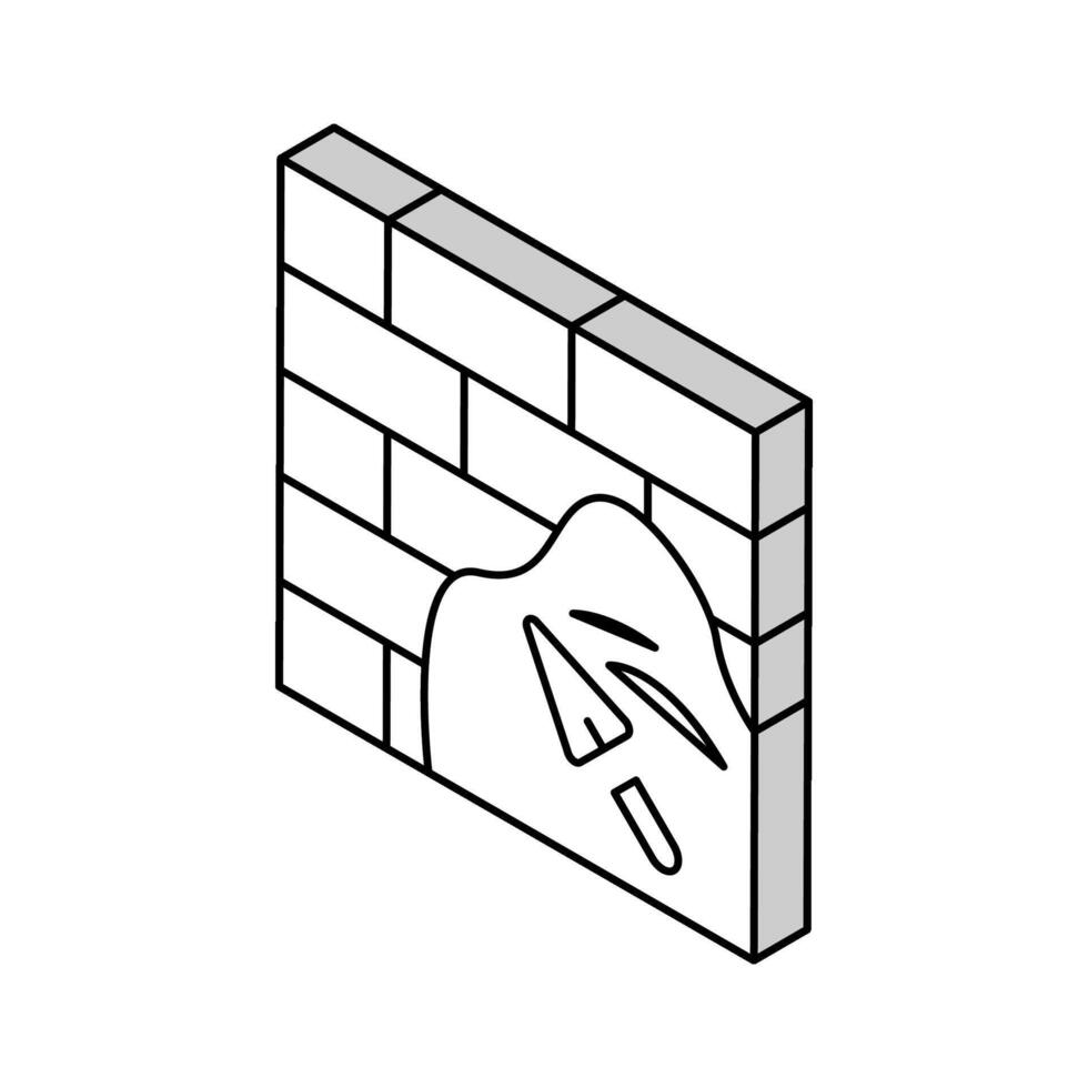 cement on brick wall isometric icon vector illustration