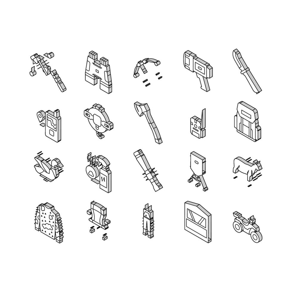 Hunting Shop Selling Collection isometric icons set vector