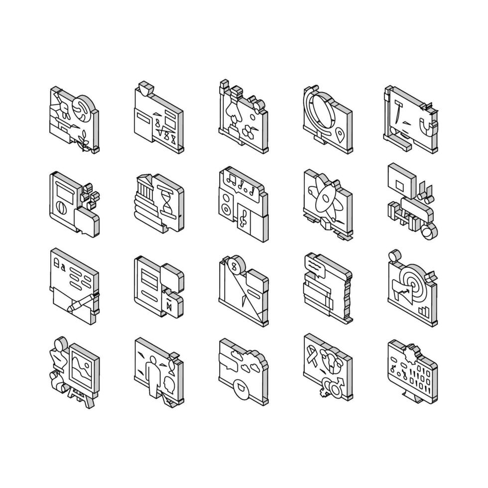 colegio asignaturas aprender colección isométrica íconos conjunto vector