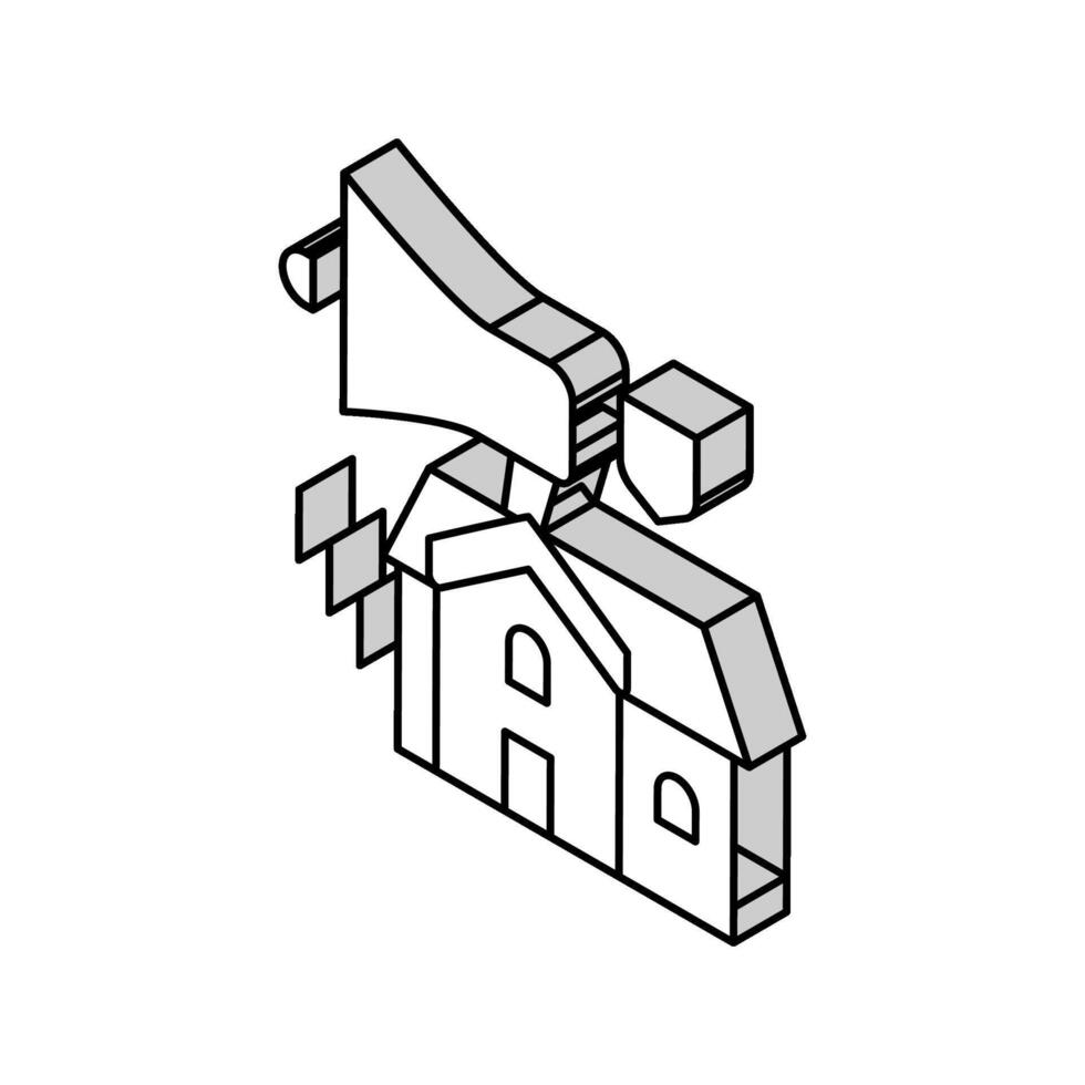 house selling loudspeaker isometric icon vector illustration