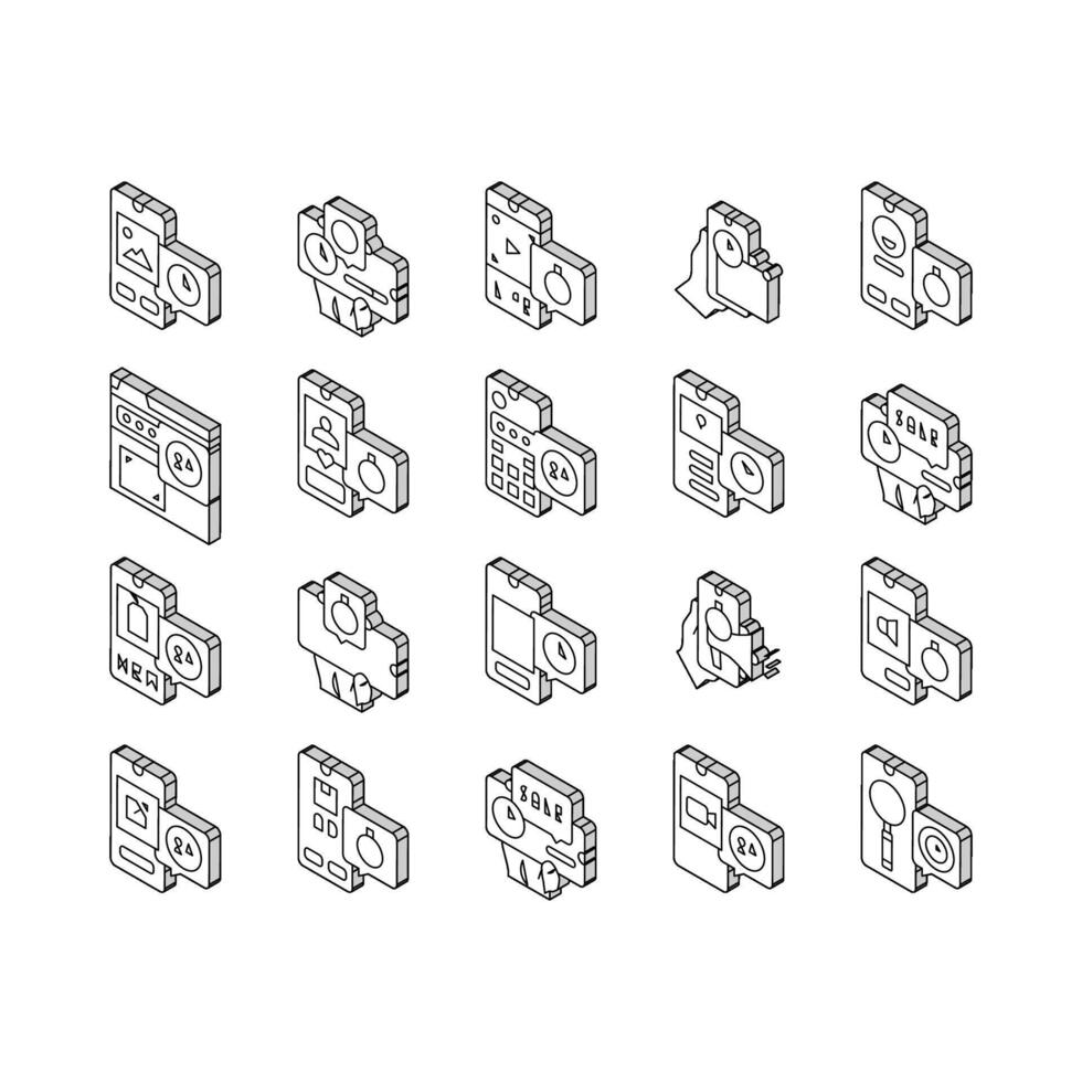 Ephemeral Content Collection isometric icons set vector