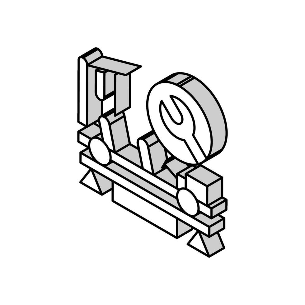 sin pintura abolladura reparar isométrica icono vector ilustración