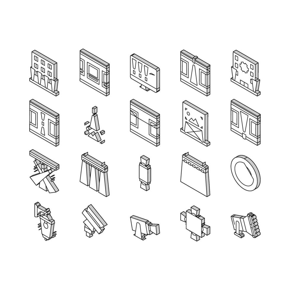 Facade Lighting Tool Collection isometric icons set vector