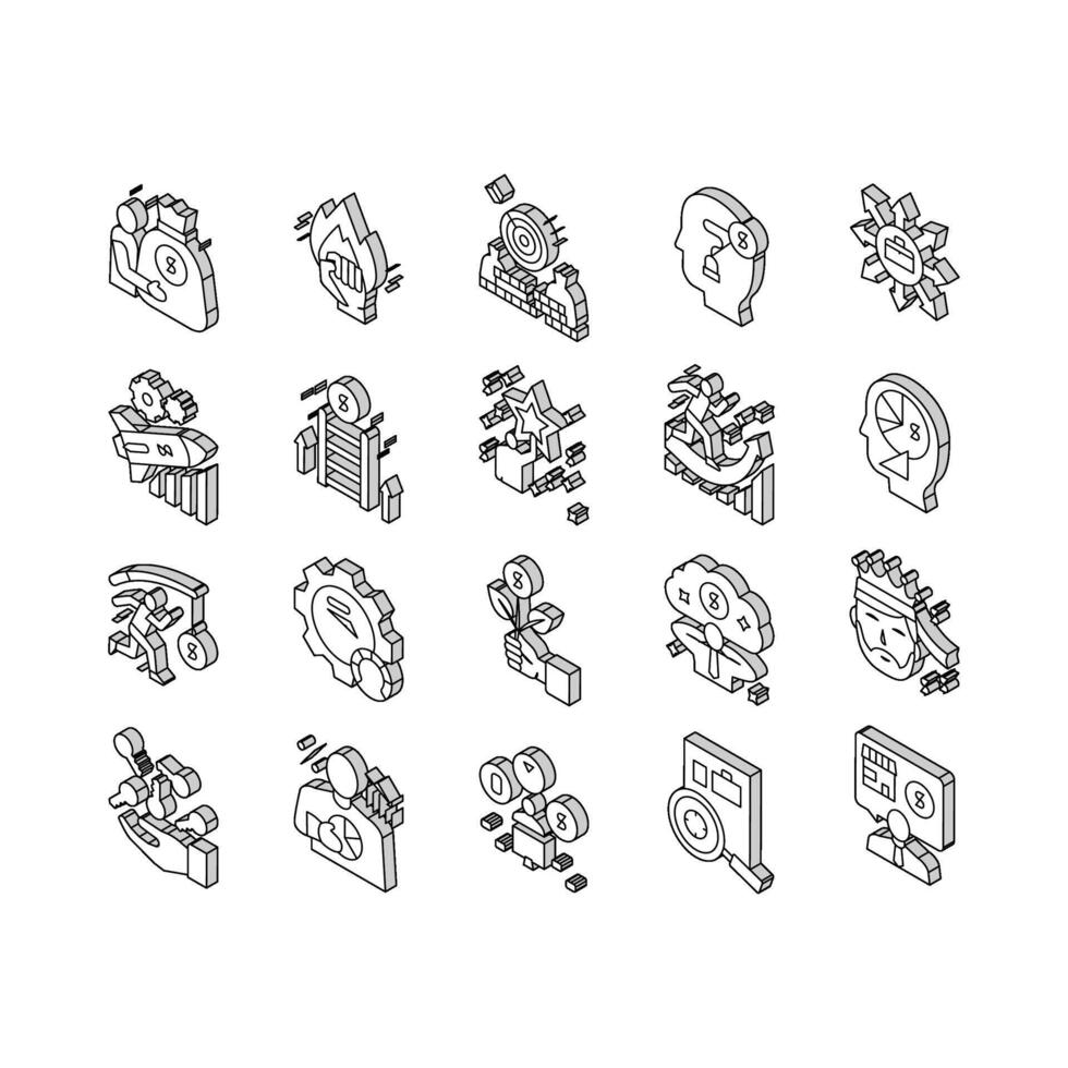 Business Motivation Collection isometric icons set vector