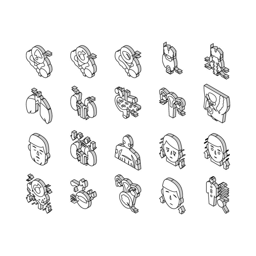 Endocrinology Medical Disease isometric icons set vector