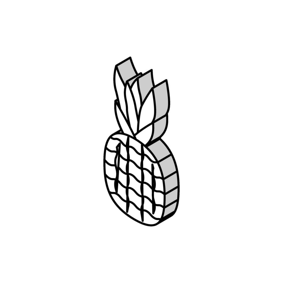 pineapple tropical fruit isometric icon vector illustration