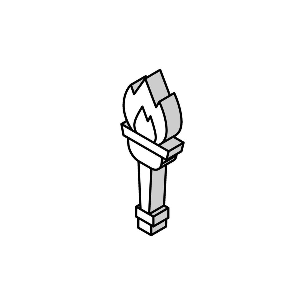 torch ancient greece isometric icon vector illustration