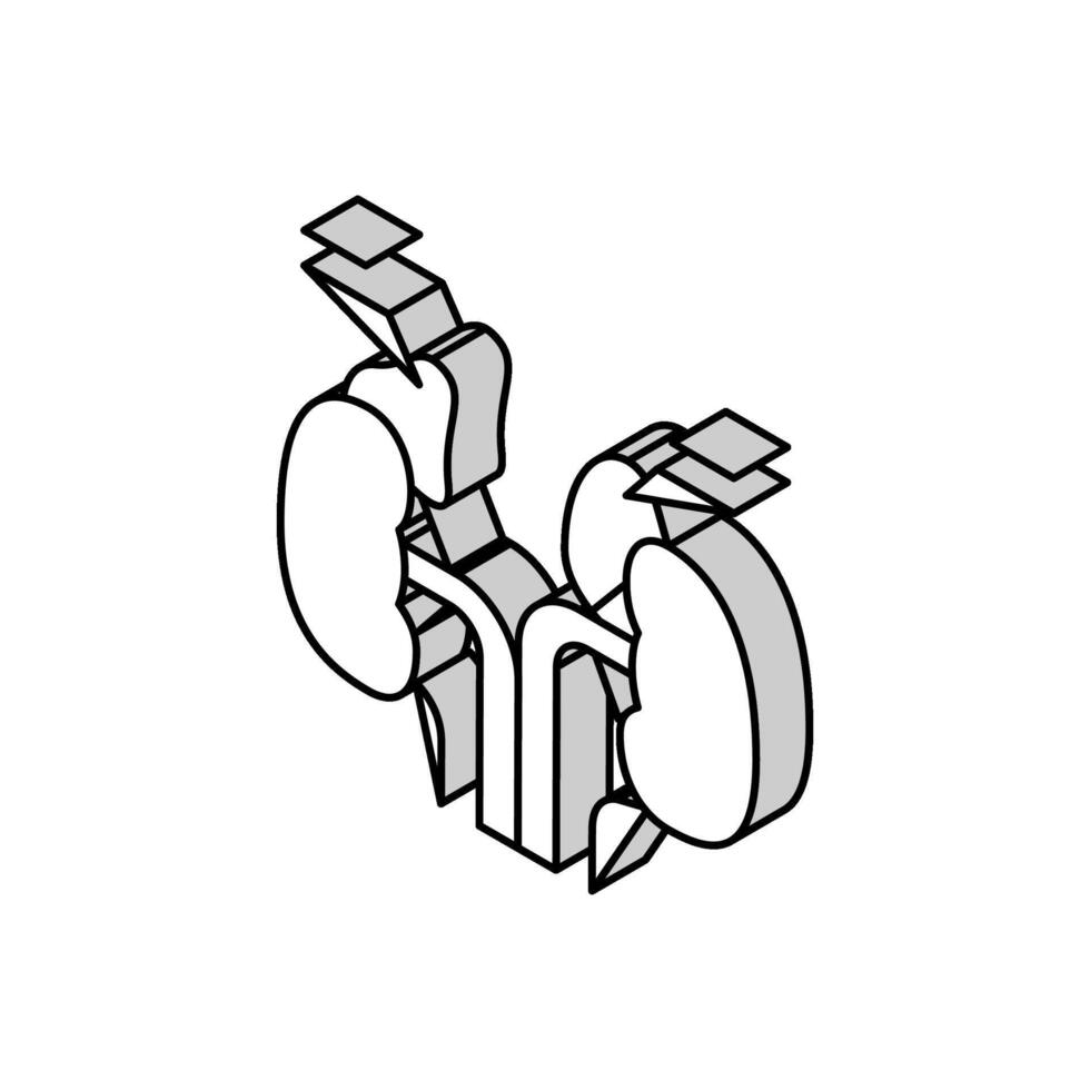 suprarrenales endocrinología isométrica icono vector ilustración