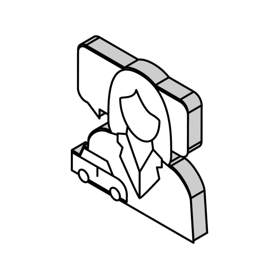 female driving school instructor isometric icon vector illustration