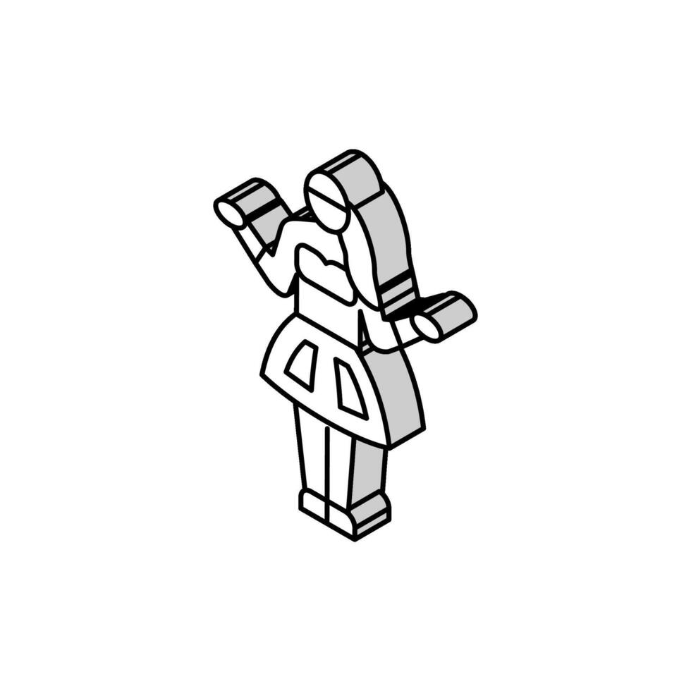 hula hawaiano danza isométrica icono vector ilustración