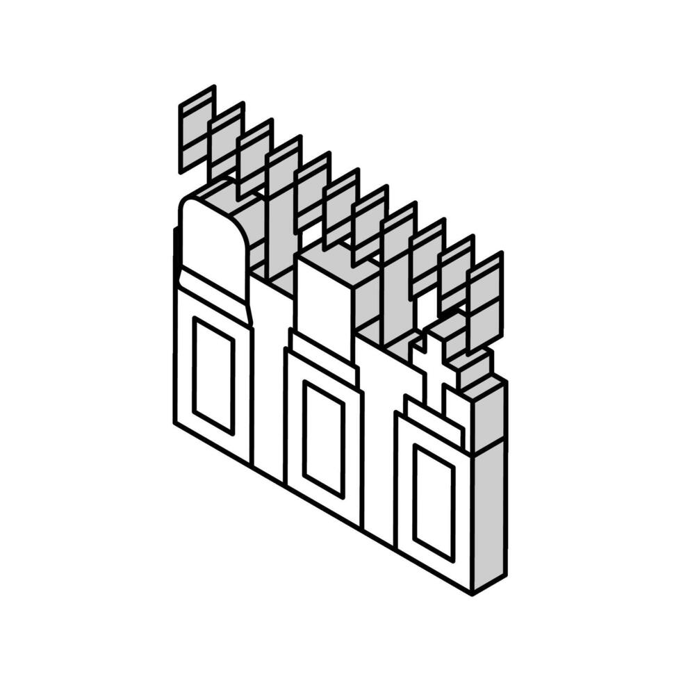 cementerio Víspera de Todos los Santos isométrica icono vector ilustración