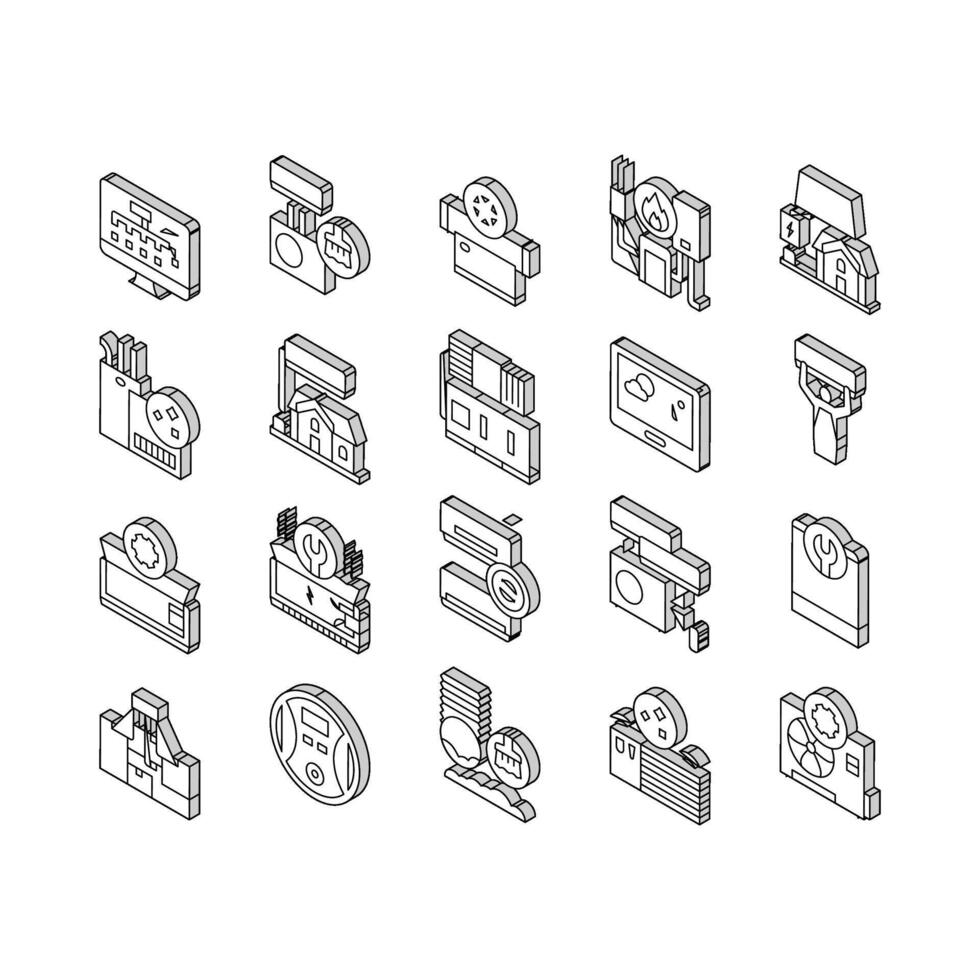 Conditioning System Electronics isometric icons set vector
