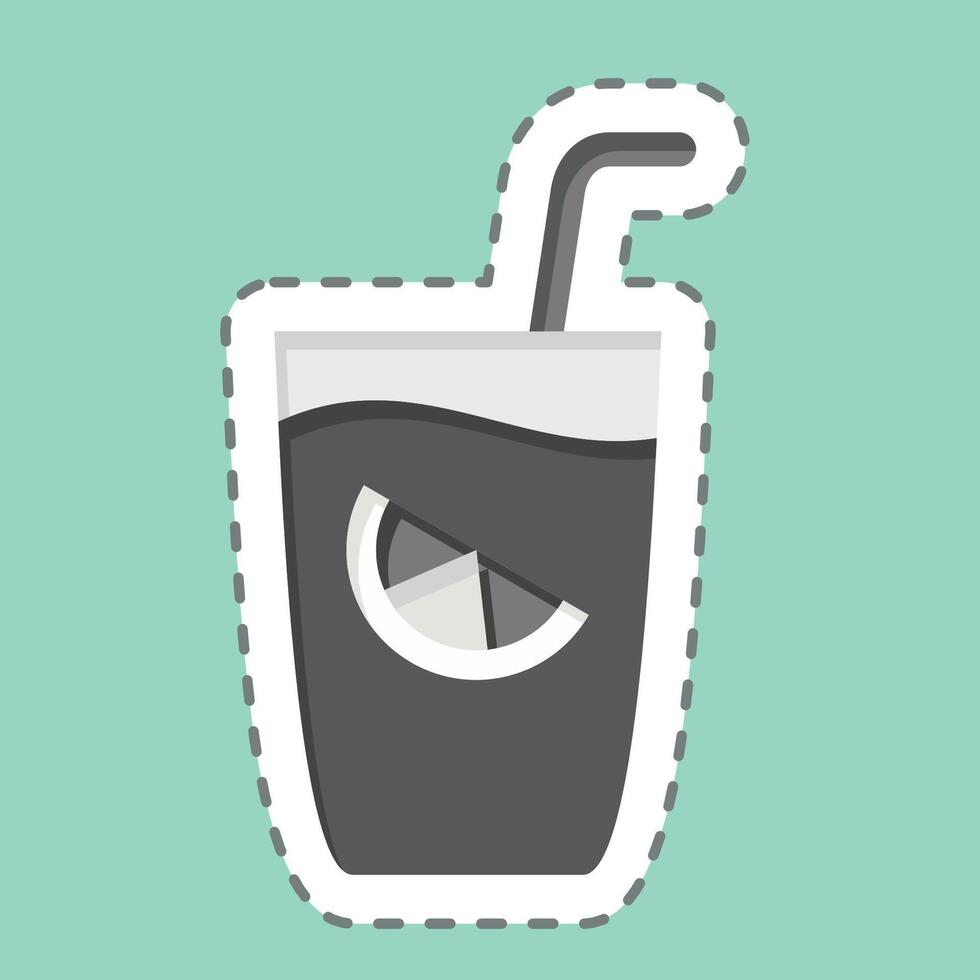 Sticker line cut Gin Tonic. related to Cocktails,Drink symbol. simple design editable. simple illustration vector