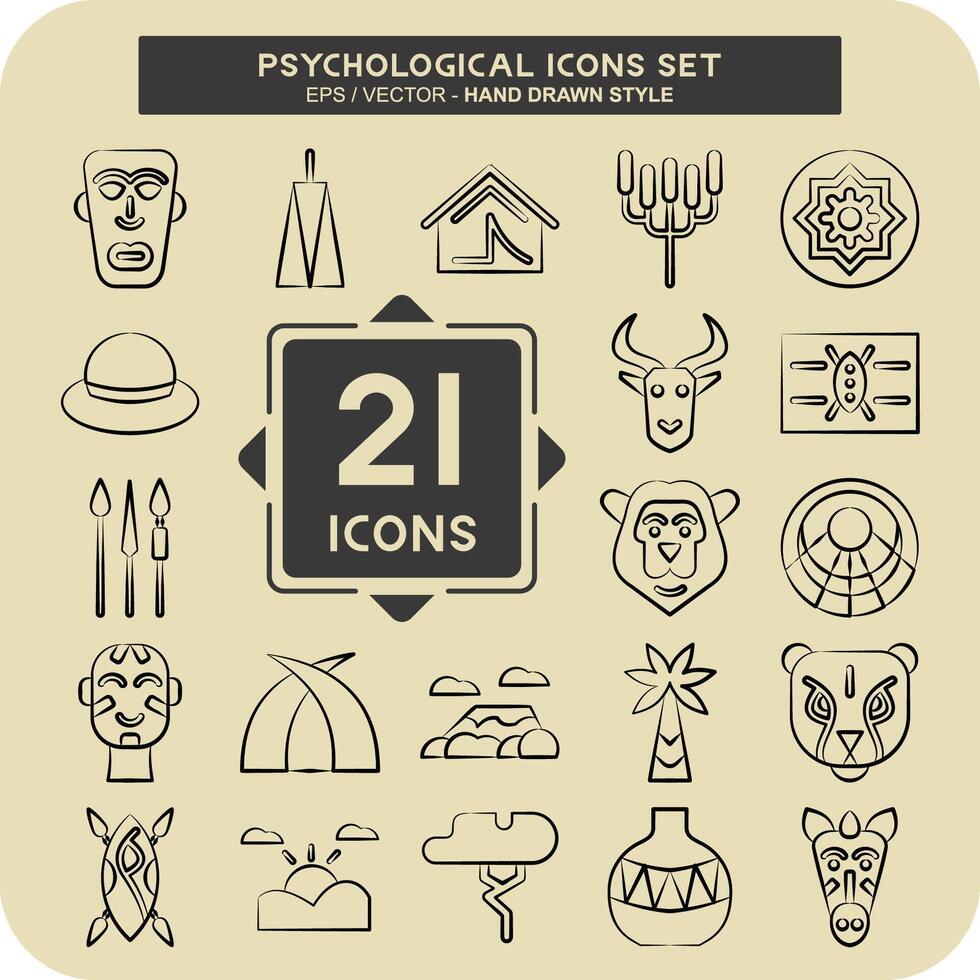 Icon Set Kenya. related to Education symbol. hand drawn style. simple design editable. simple illustration vector