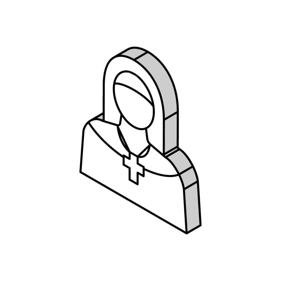 nun christianity isometric icon vector illustration