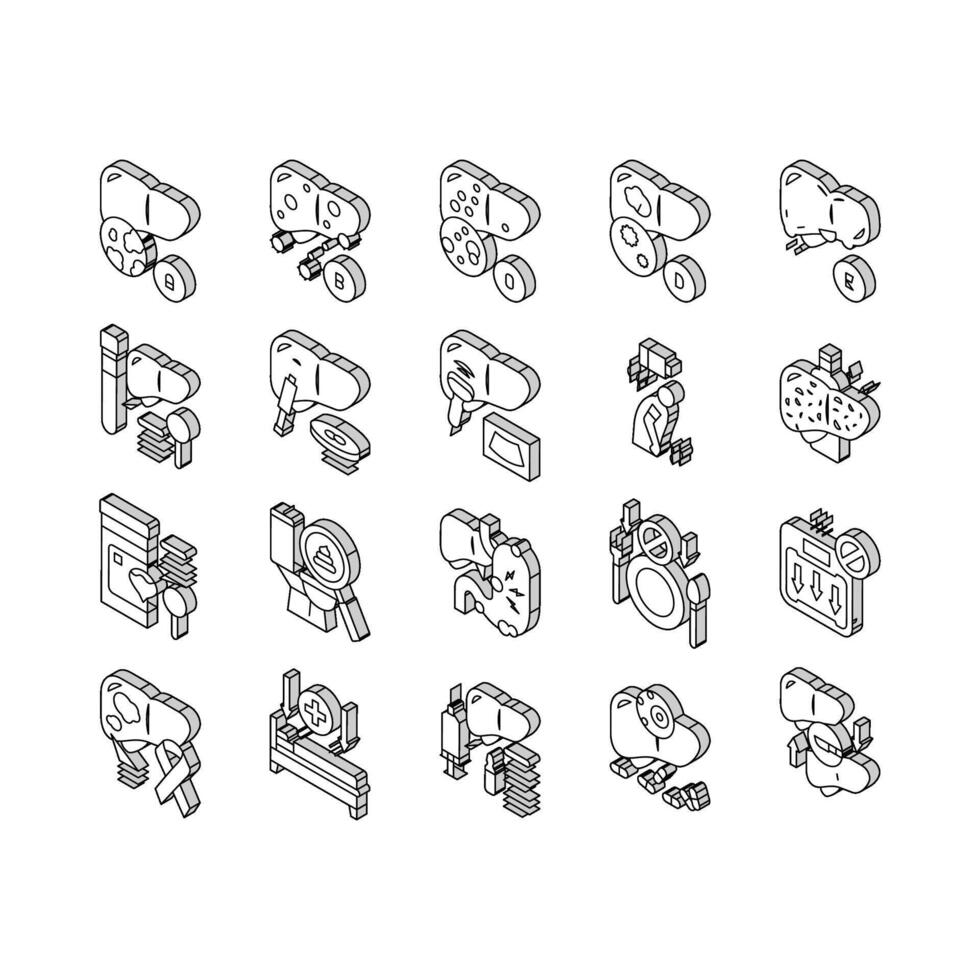 Hepatitis Liver Health Problem isometric icons set vector