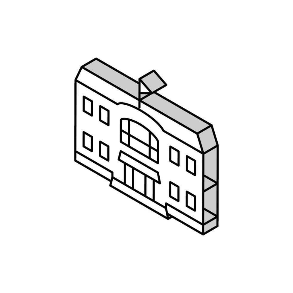 club edificio golf isométrica icono vector ilustración