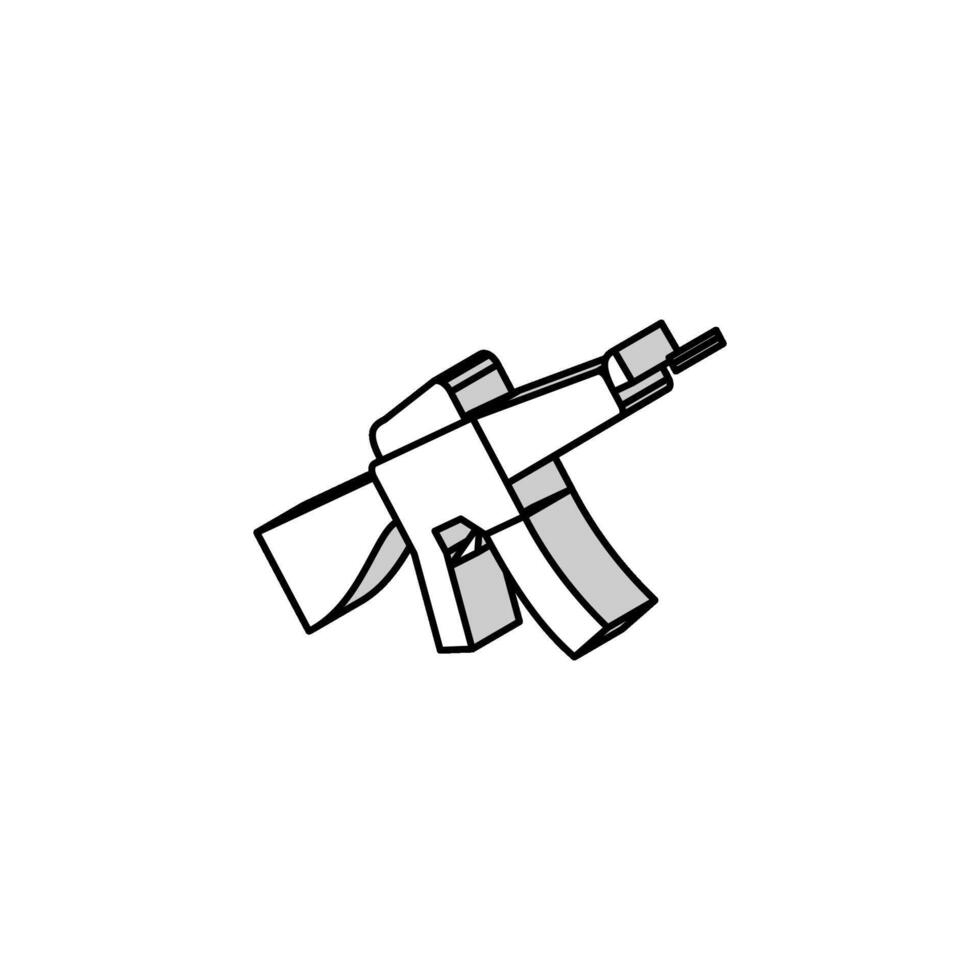 Ilustración de vector de icono isométrico de arma de rifle