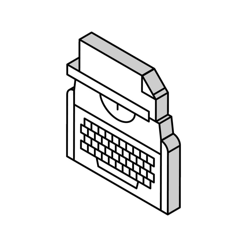 typewriter equipment isometric icon vector illustration
