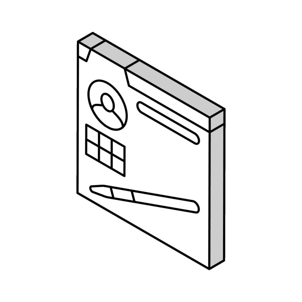 Blog administración isométrica icono vector ilustración