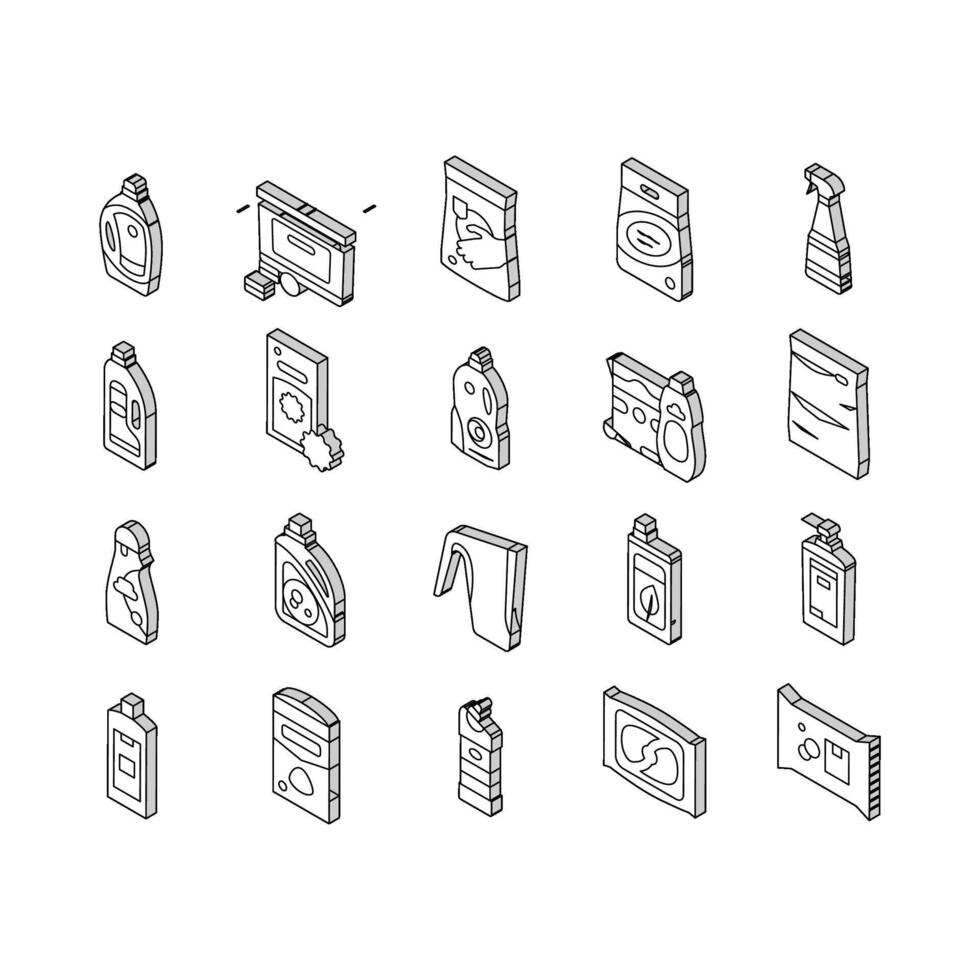 Detergent Organic Laundry Soap isometric icons set vector