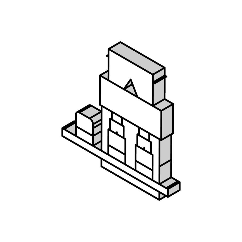 wheat flour package conveyor isometric icon vector illustration