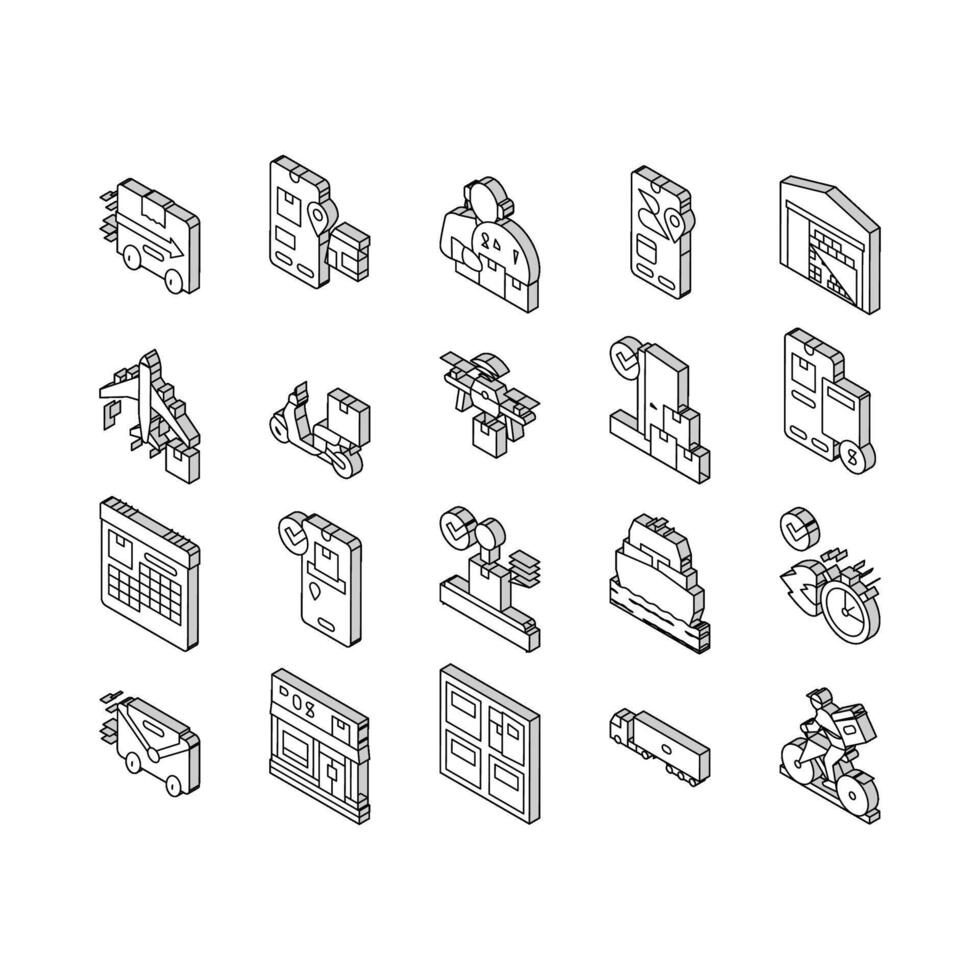 Delivery Service Application isometric icons set vector