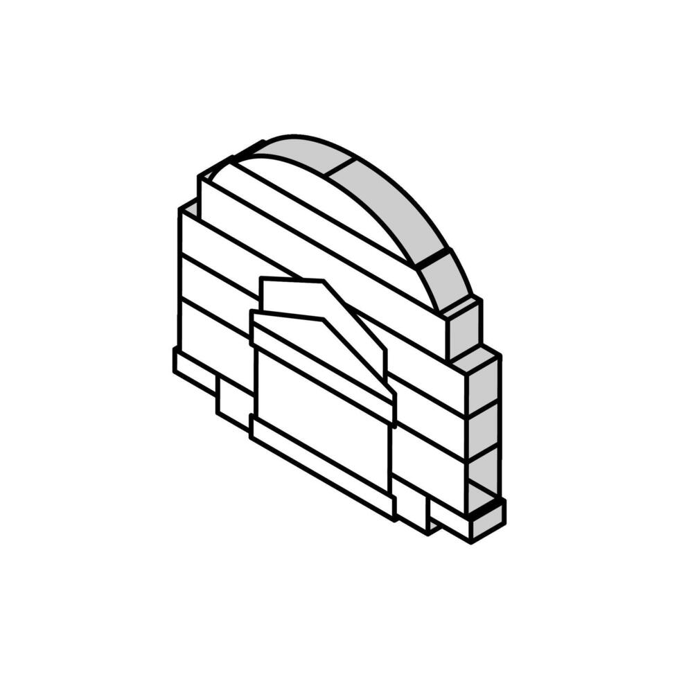 pantheon ancient rome building isometric icon vector illustration