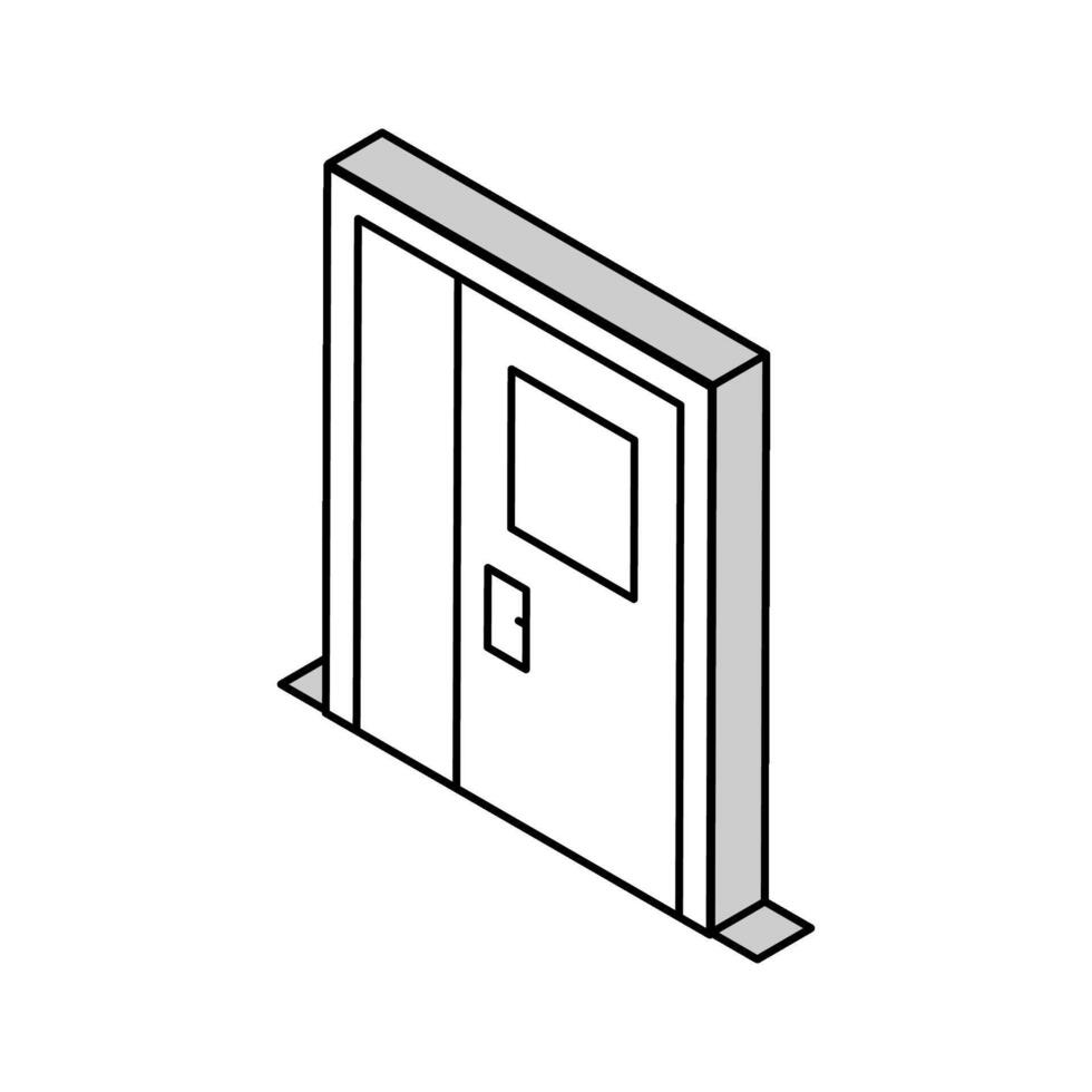 metallic door isometric icon vector illustration