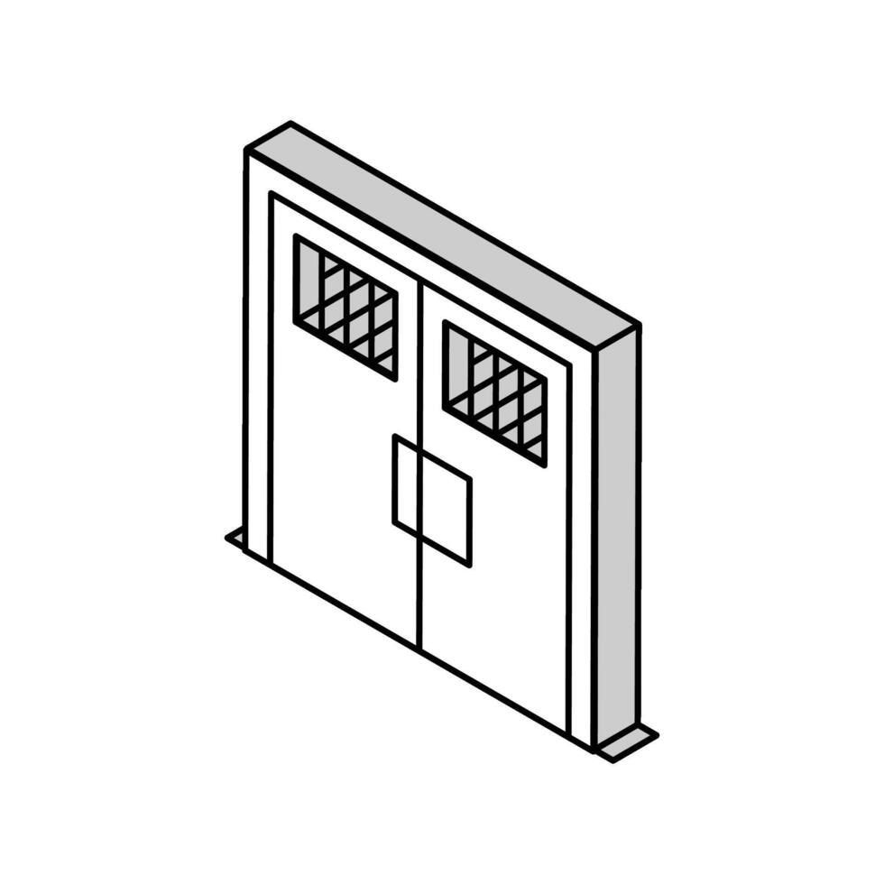 doble metálico prisión puerta isométrica icono vector ilustración