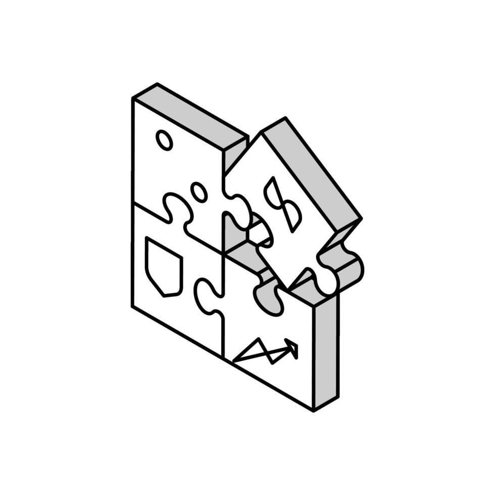 rompecabezas para crear negocio isométrica icono vector ilustración